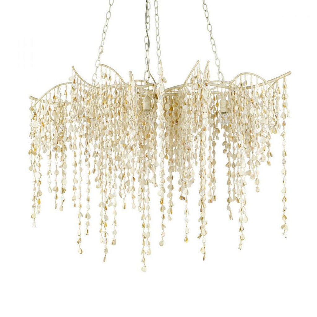 White Wood Candle chandelier - Kora Verge for dining room view 1