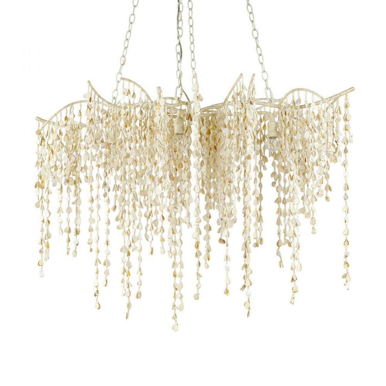 White Wood Candle chandelier - Kora Verge for dining room view 1