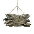 Antique Brass Rattan Round chandelier - Opal Verge for dining room view 1