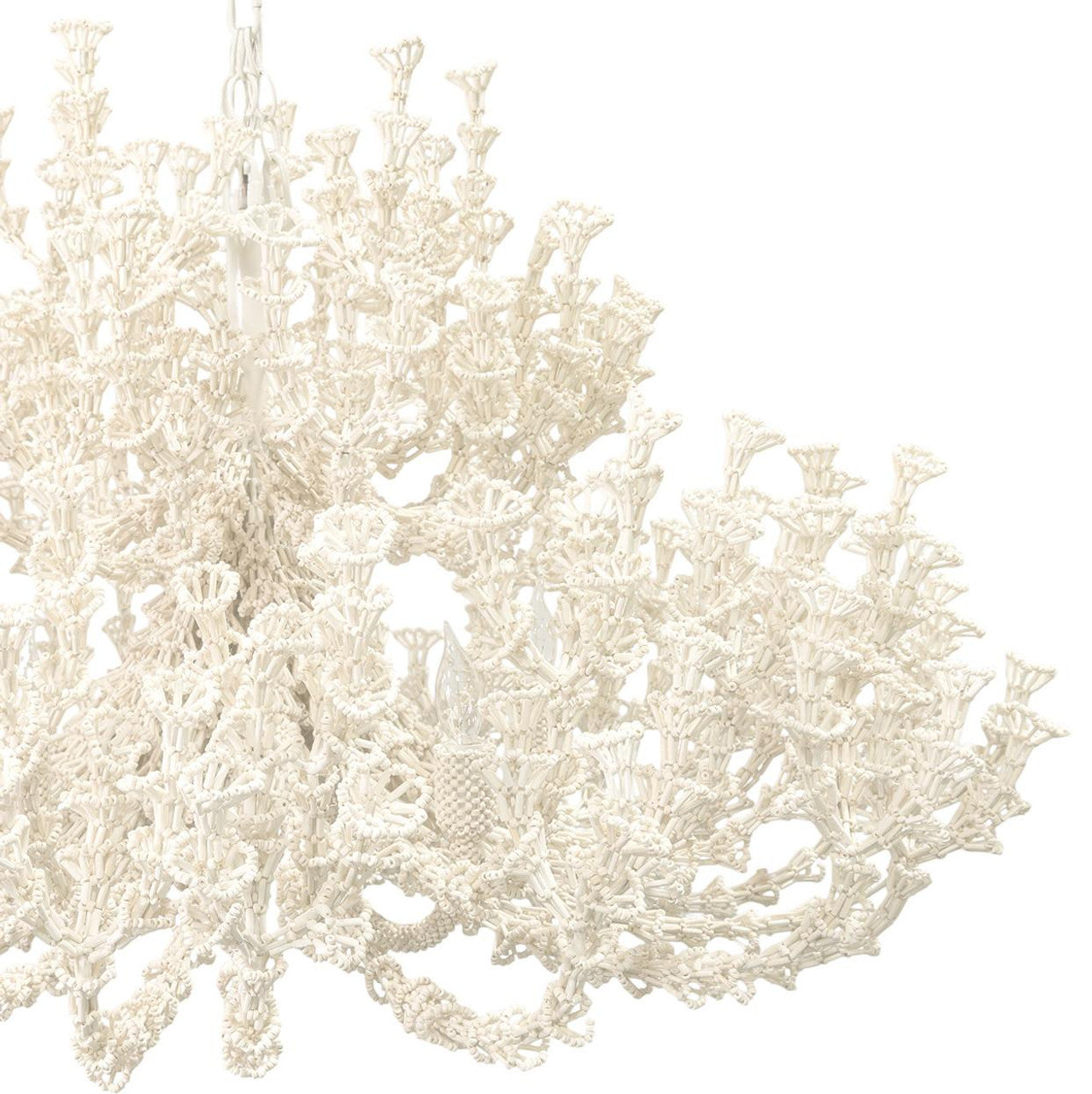 White Wood Candle chandelier - Belen Peak for dining room view 3