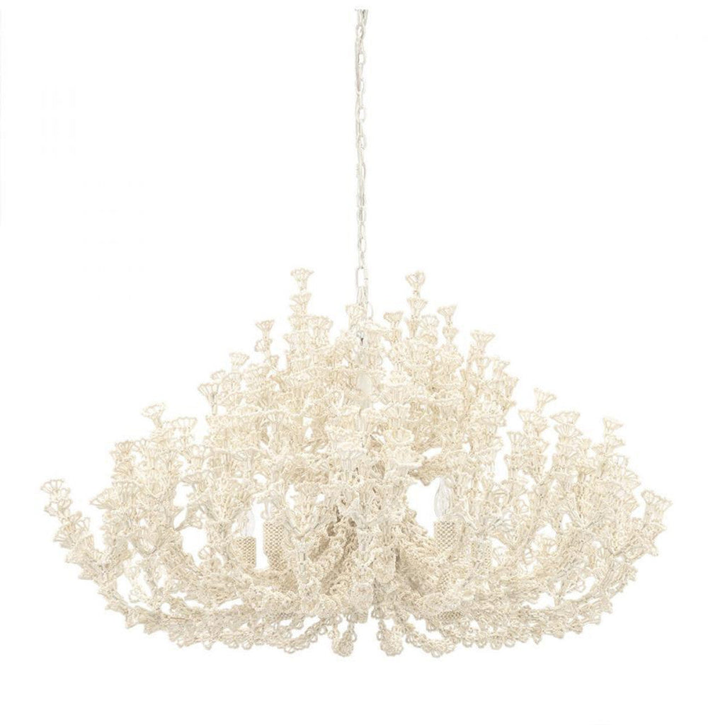 White Wood Candle chandelier - Belen Peak for dining room view 1