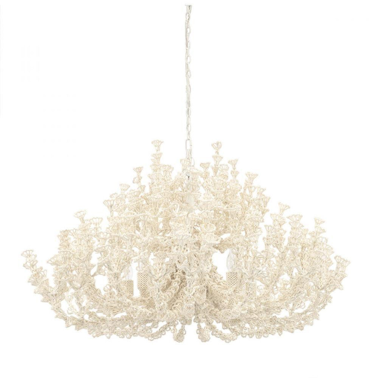 White Wood Candle chandelier - Belen Peak for dining room view 1