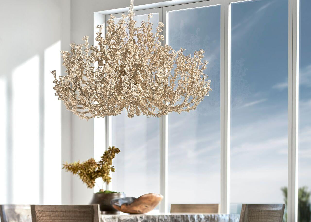 White Wood Candle chandelier - Belen Peak for dining room view 6