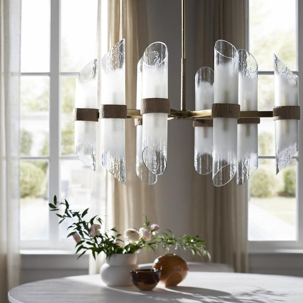 Brass Glass Candle chandelier - Pavia Verge for dining room view 4