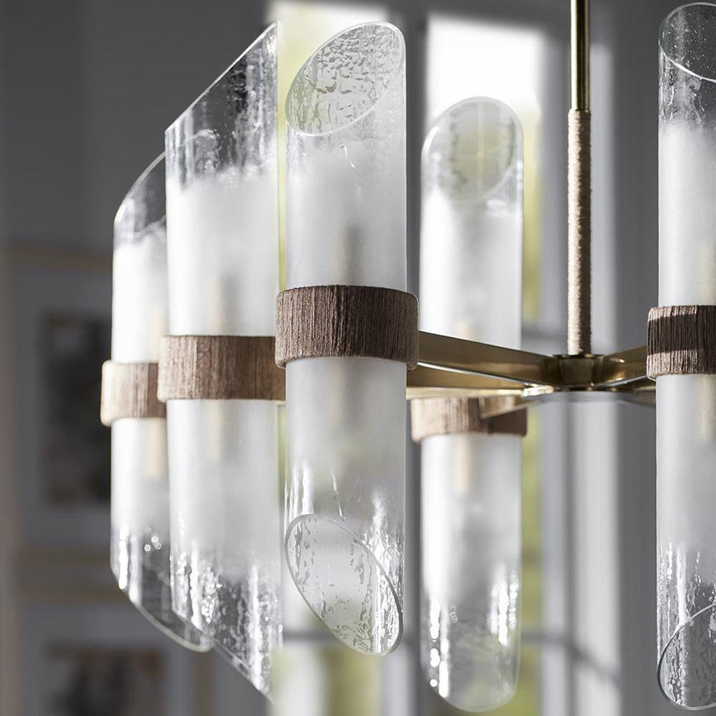Brass Glass Candle chandelier - Pavia Verge for dining room view 2