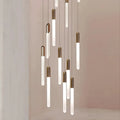 Gold Acrylic Linear chandelier - Quinn Bay for dining room view 1