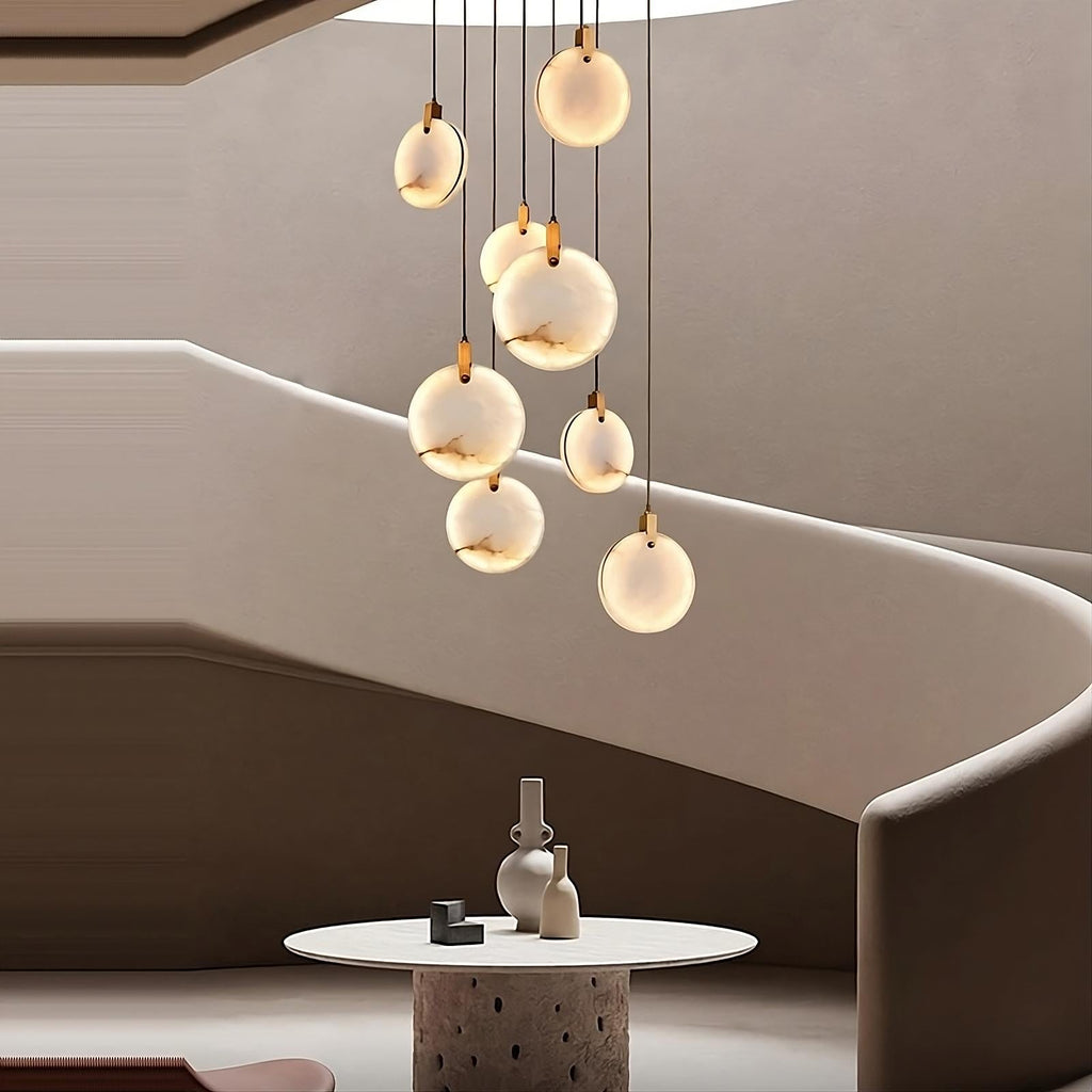 Natural Marble Linear chandelier - Piper Lane for dining room view 2
