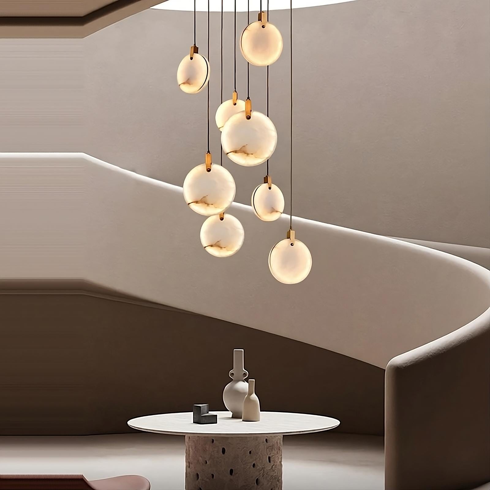 Natural Marble Linear chandelier - Piper Lane for dining room view 2