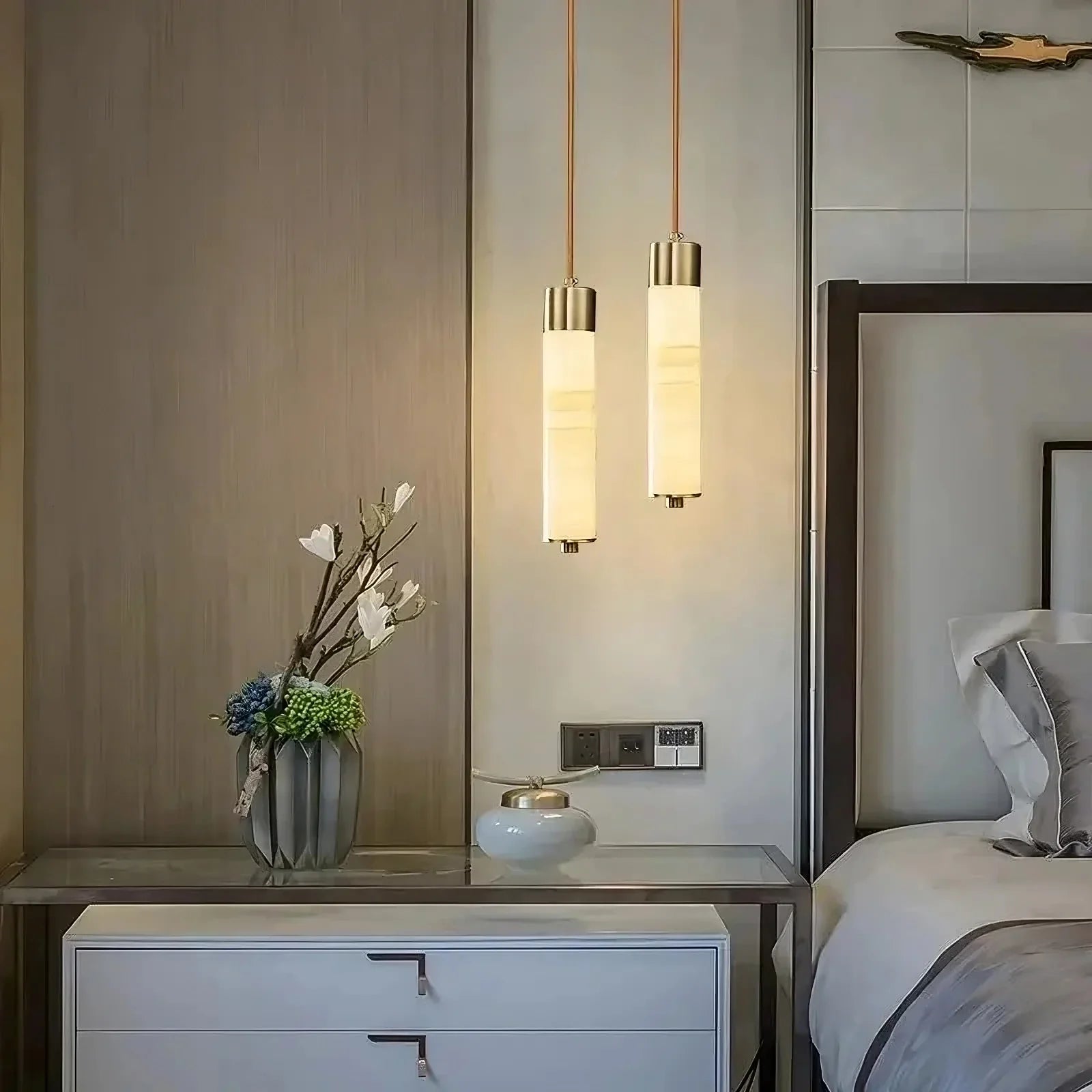 Copper Metal Linear chandelier - Viola House for dining room view 1
