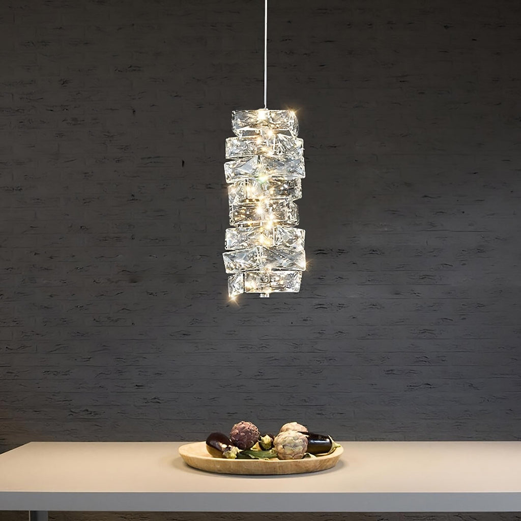 Clear Crystal Linear chandelier - Winslow Bay for dining room view 3