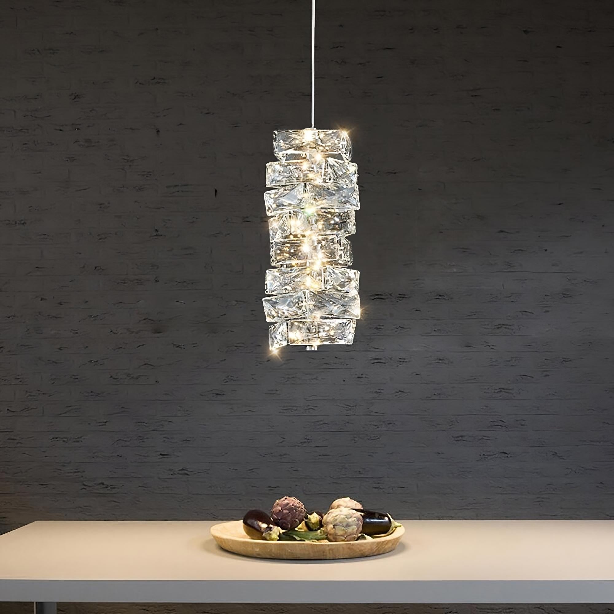 Clear Crystal Linear chandelier - Winslow Bay for dining room view 3