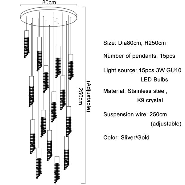 Clear Crystal Linear chandelier - Nico Bay for dining room view 11