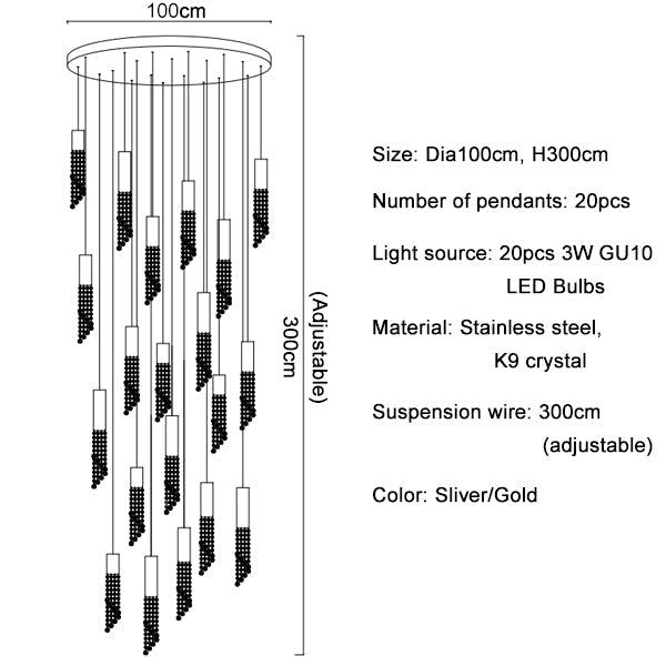 Clear Crystal Linear chandelier - Nico Bay for dining room view 14