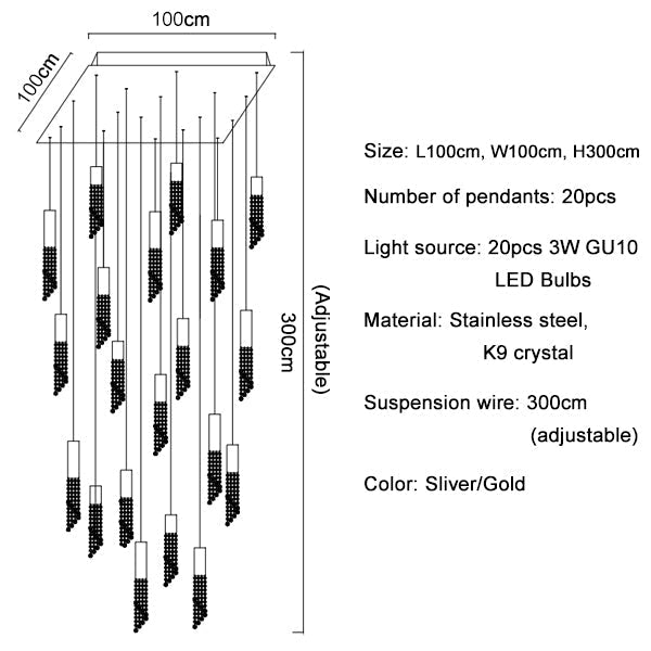 Clear Crystal Linear chandelier - Nico Bay for dining room view 13