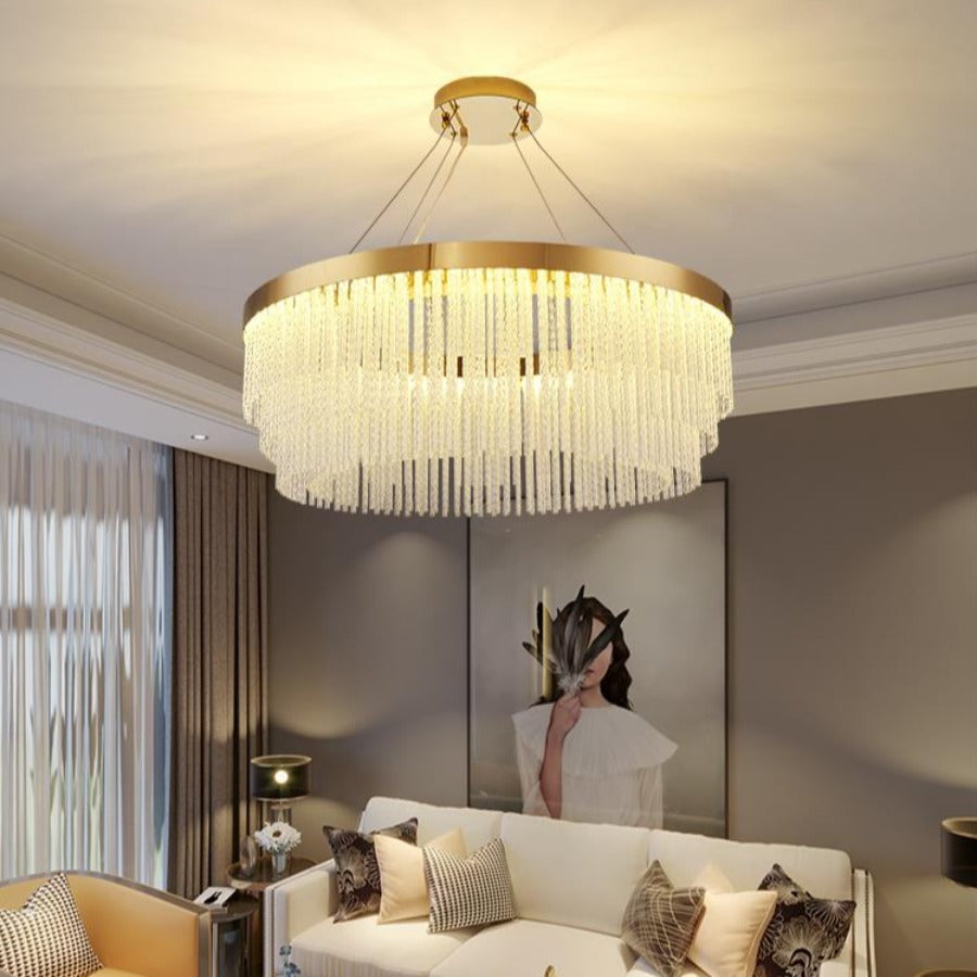 Gold Glass Round chandelier - Marlow House for dining room view 4