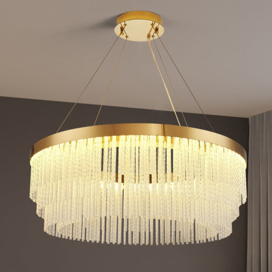 Gold Glass Round chandelier - Marlow House for dining room view 6