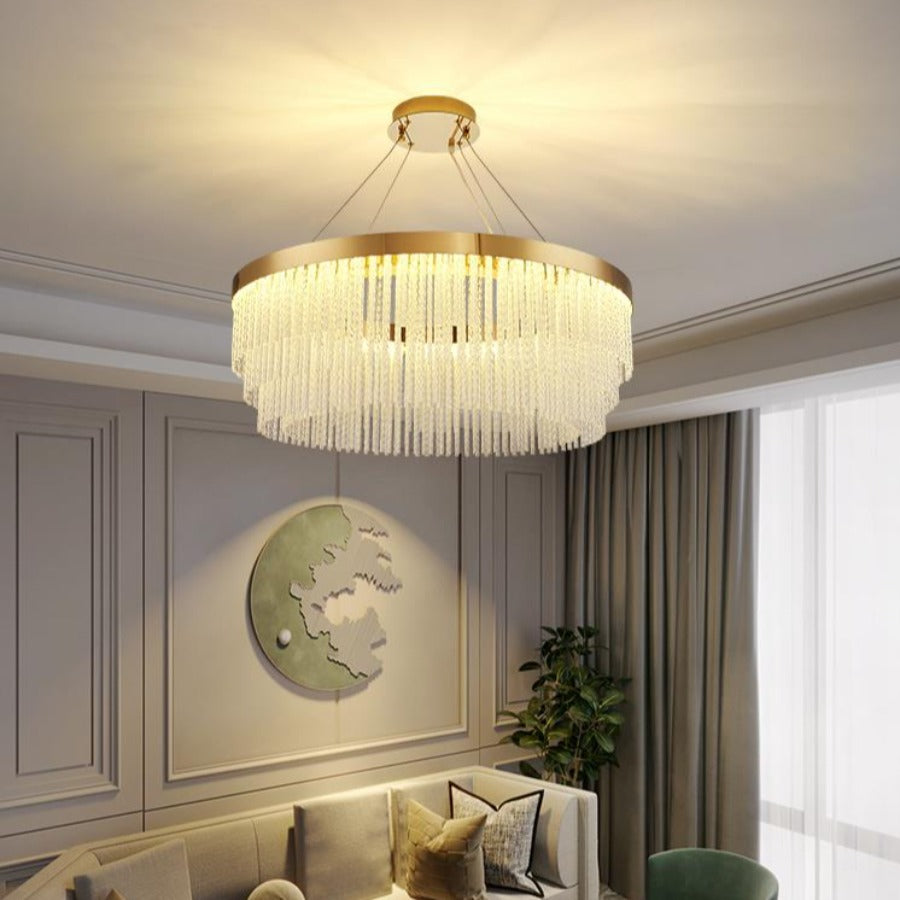 Gold Glass Round chandelier - Marlow House for dining room view 3