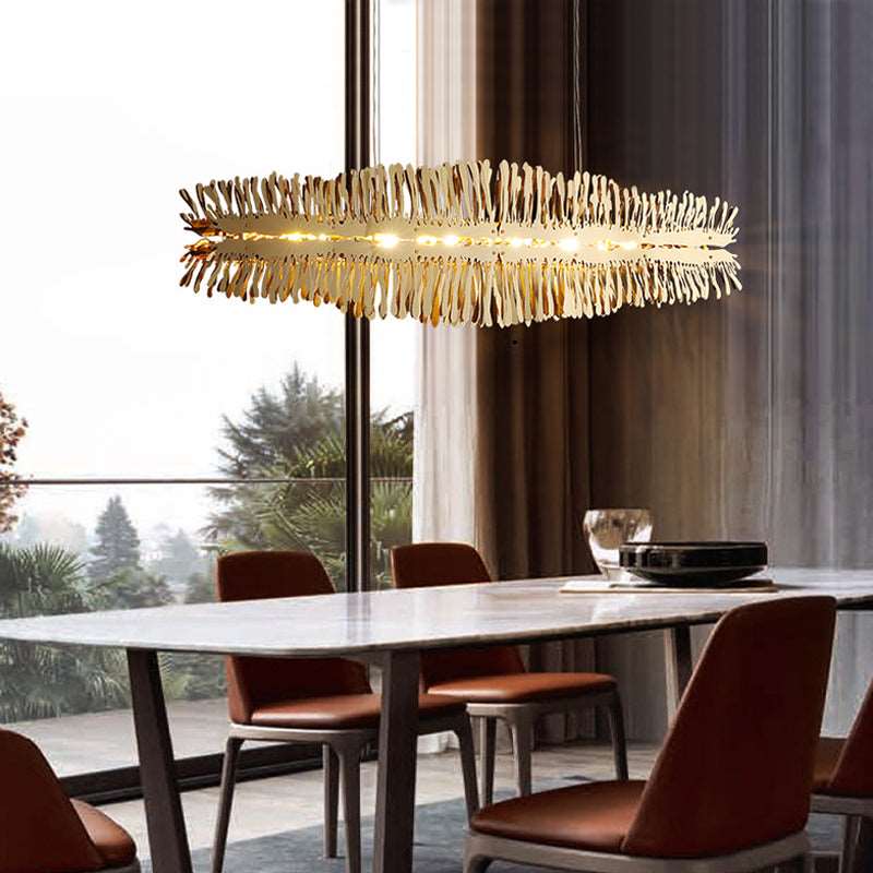 Gold Steel chandelier - Selene Arc for dining room view 1