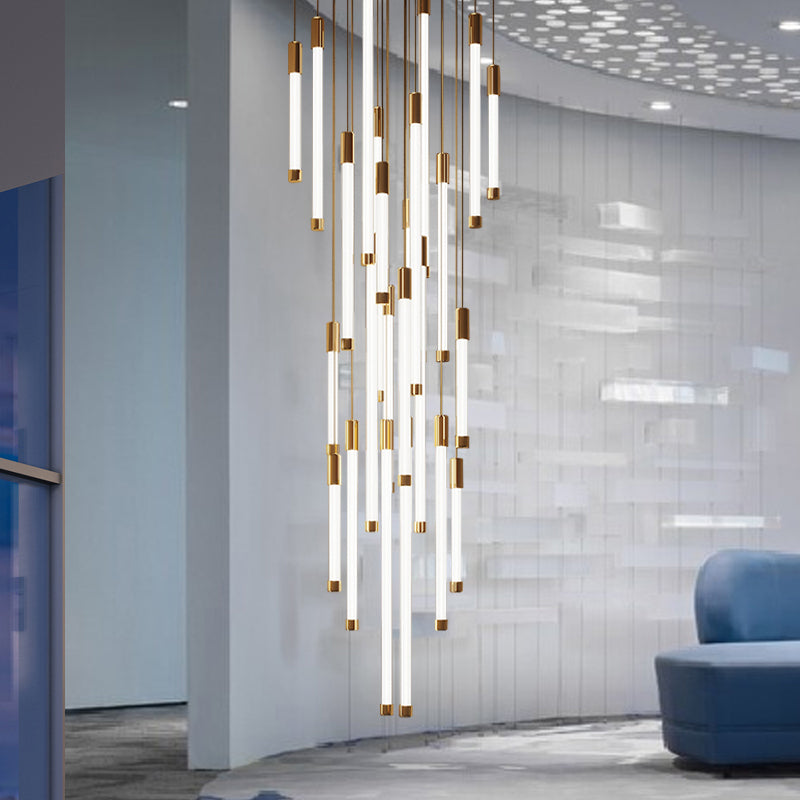 Gold Acrylic Linear chandelier - Soren Bay for dining room view 3