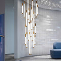 Gold Acrylic Linear chandelier - Elara Bay for dining room view 1