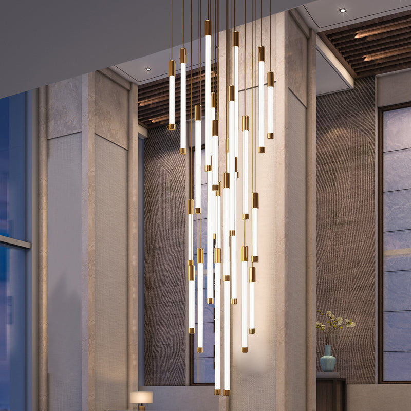 Gold Acrylic Linear chandelier - Elara Bay for dining room view 3