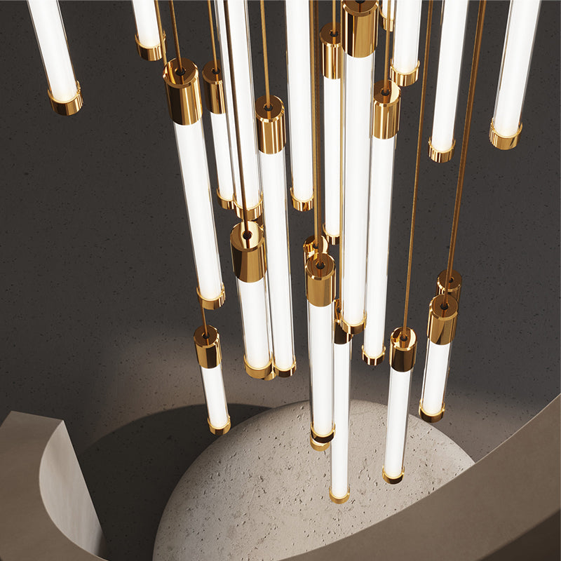 Gold Acrylic Linear chandelier - Soren Bay for dining room view 5