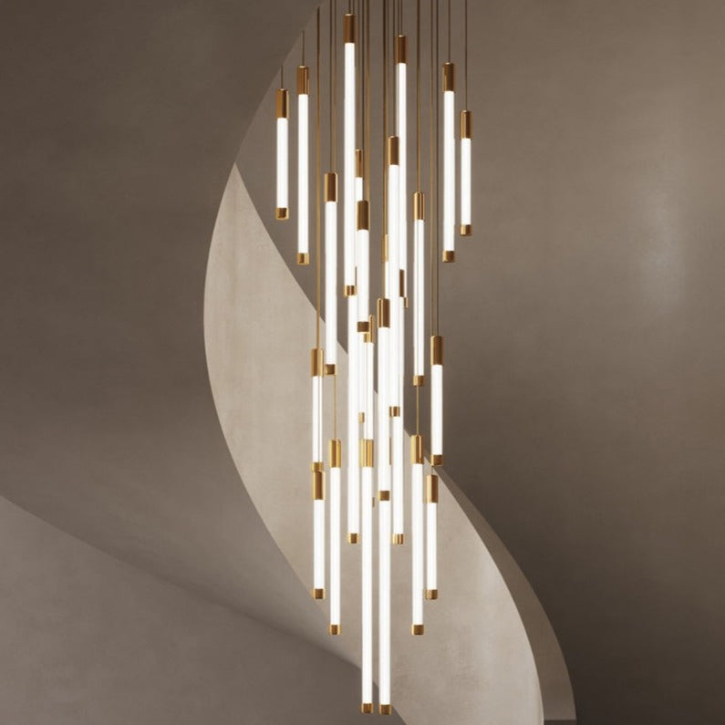 Gold Acrylic Linear chandelier - Elara Bay for dining room view 2