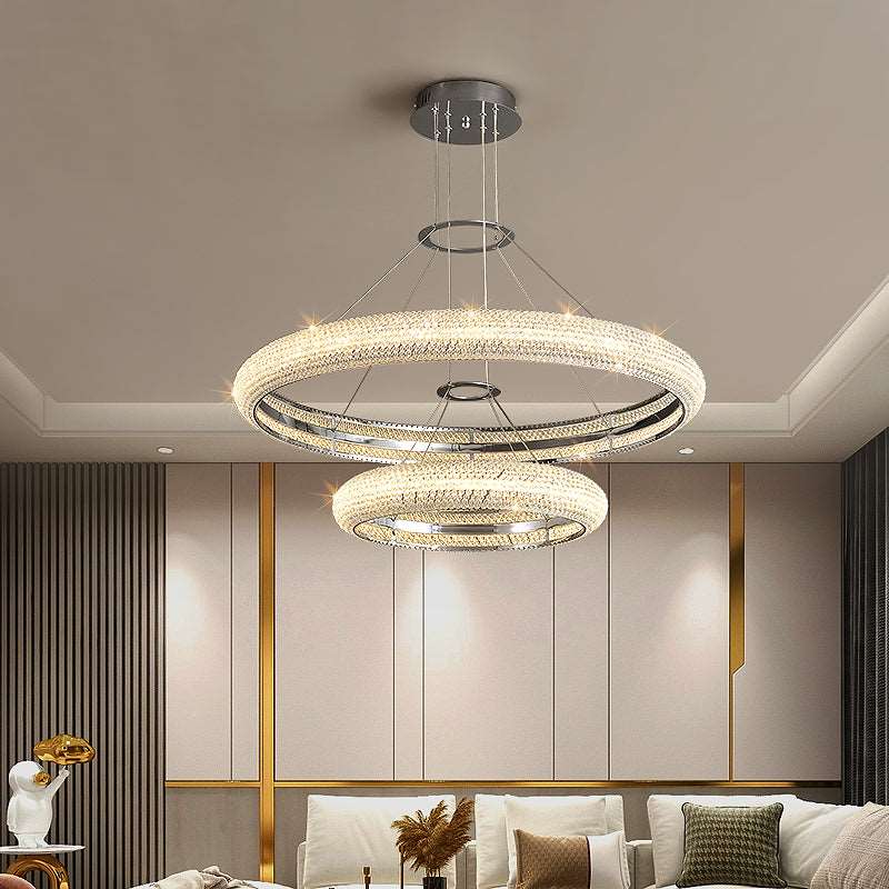 Clear Crystal Round chandelier - Haven House for dining room view 1