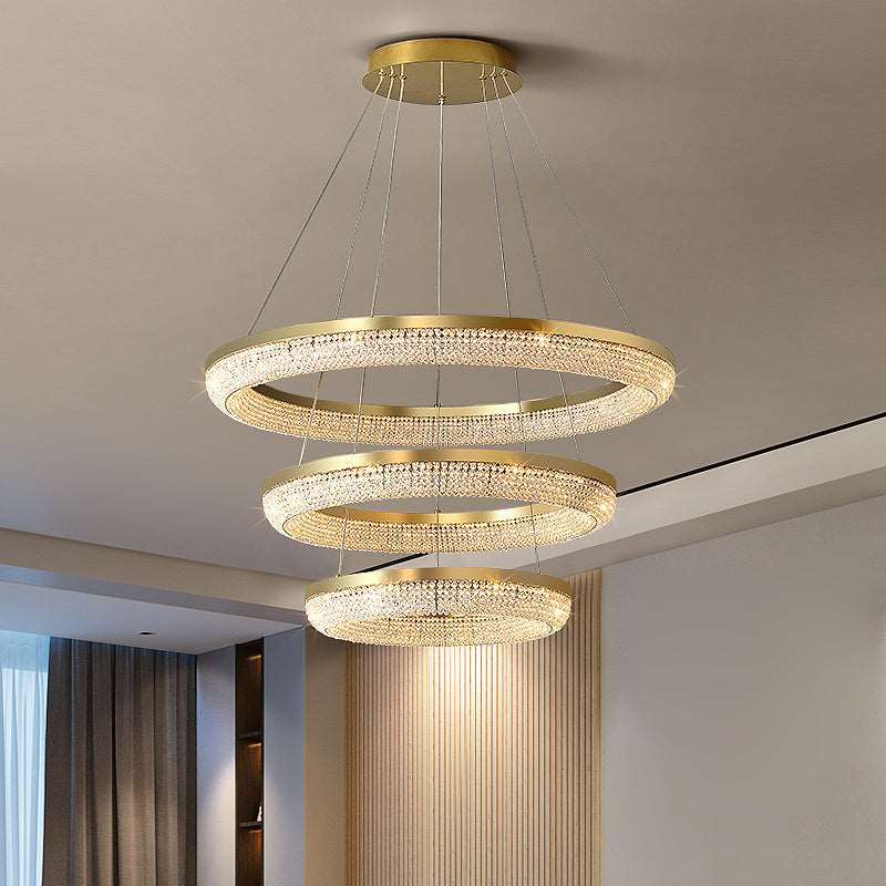 Gold Crystal Tiered chandelier - Quinn House for dining room view 2
