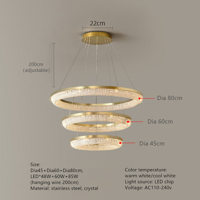 Gold Crystal Tiered chandelier - Quinn House for dining room view 6