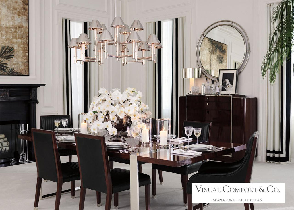 Polished Nickel Metal Linear chandelier - Nysa Nest for dining room view 3
