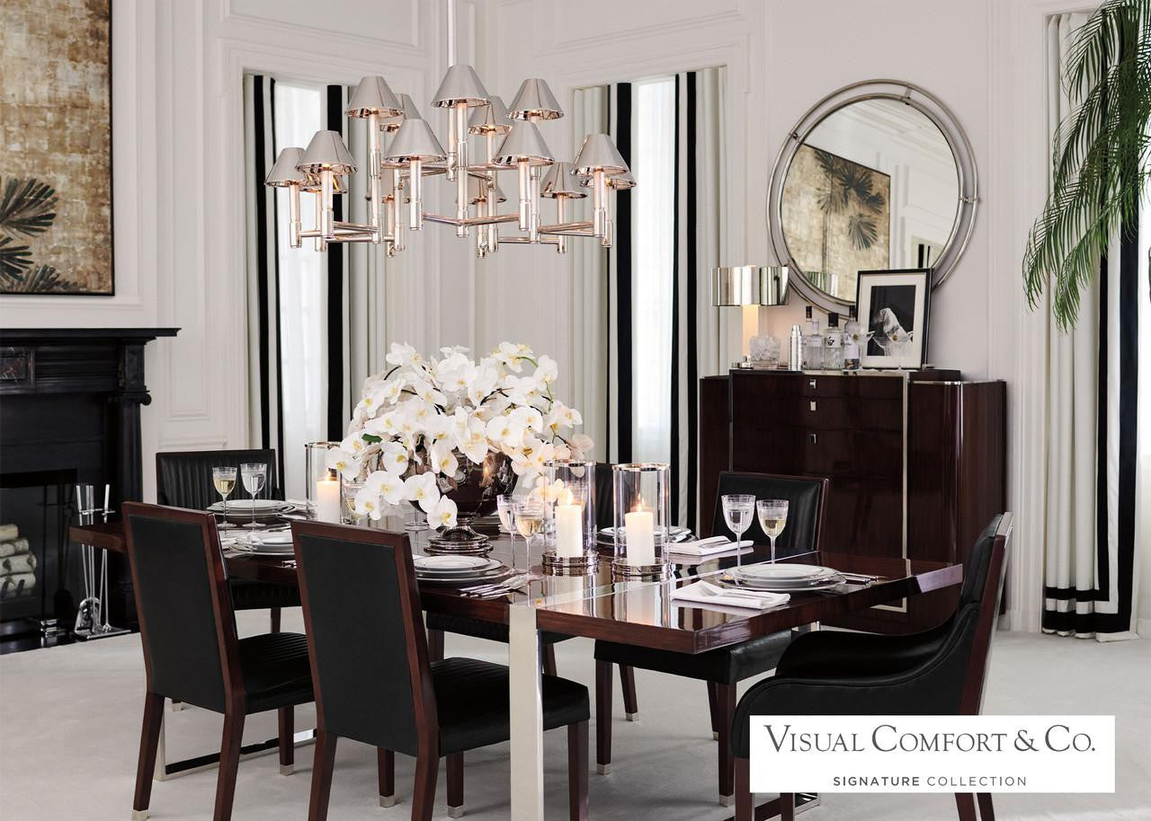 Polished Nickel Metal Linear chandelier - Nysa Nest for dining room view 3