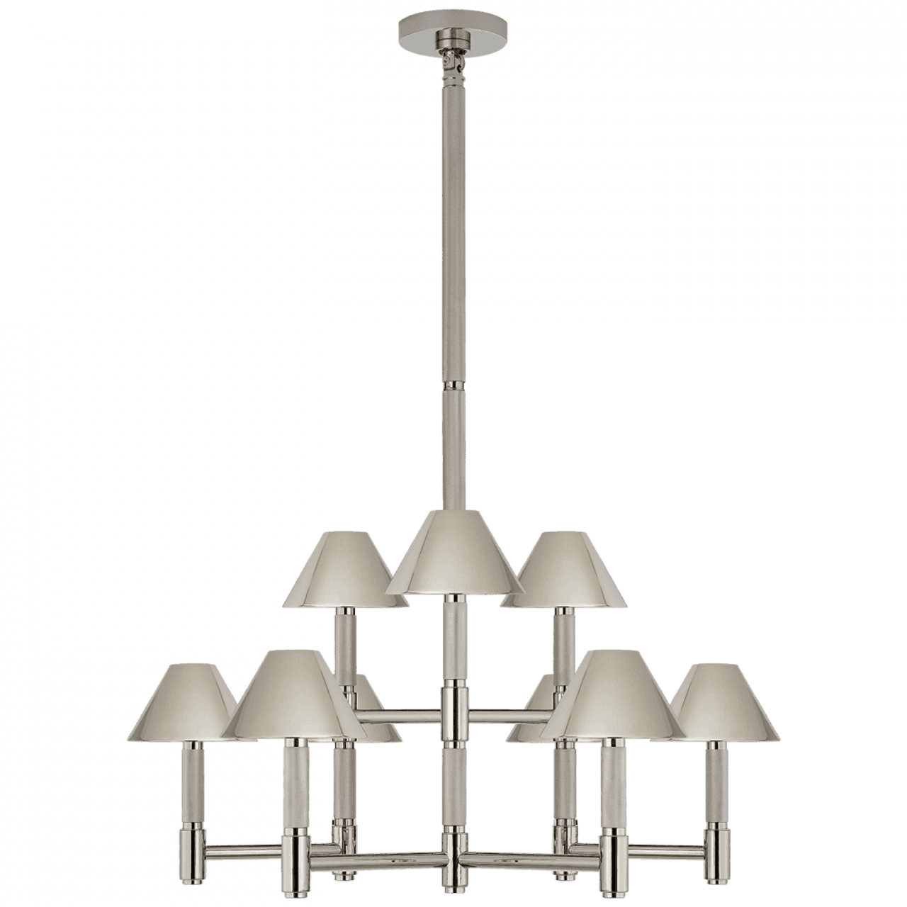 Polished Nickel Metal Linear chandelier - Nysa Nest for dining room view 1