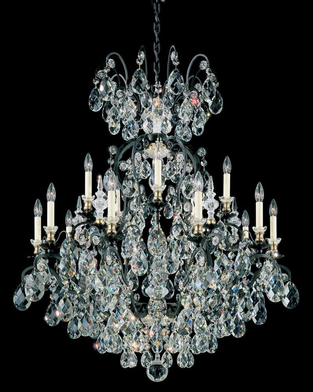 Black Crystal Candle chandelier - Sable Mist for dining room view 1