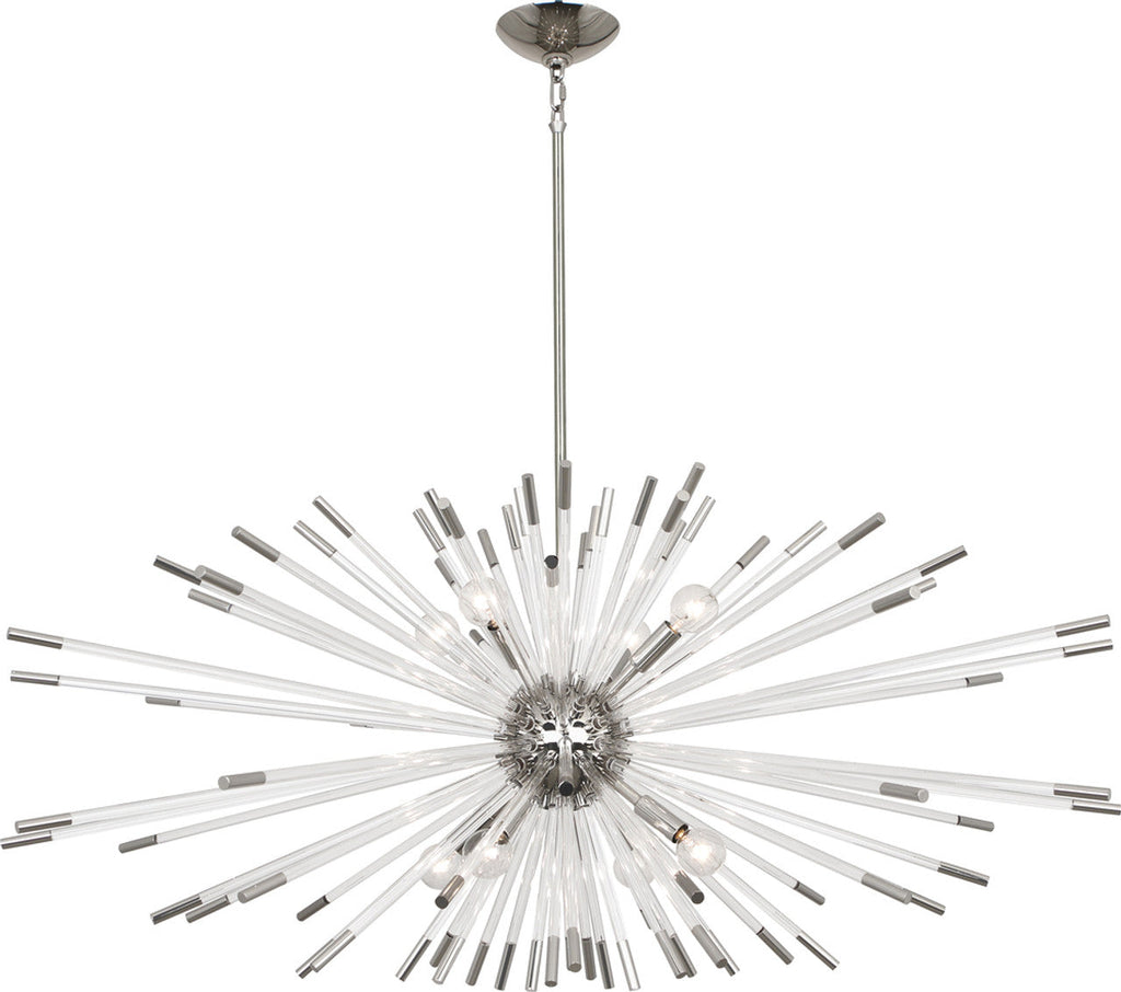 Polished Nickel Acrylic chandelier - Opal Gleam for dining room view 1