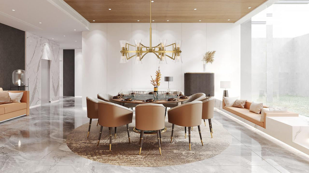 Clear Glass chandelier - Soren Trace for dining room view 2