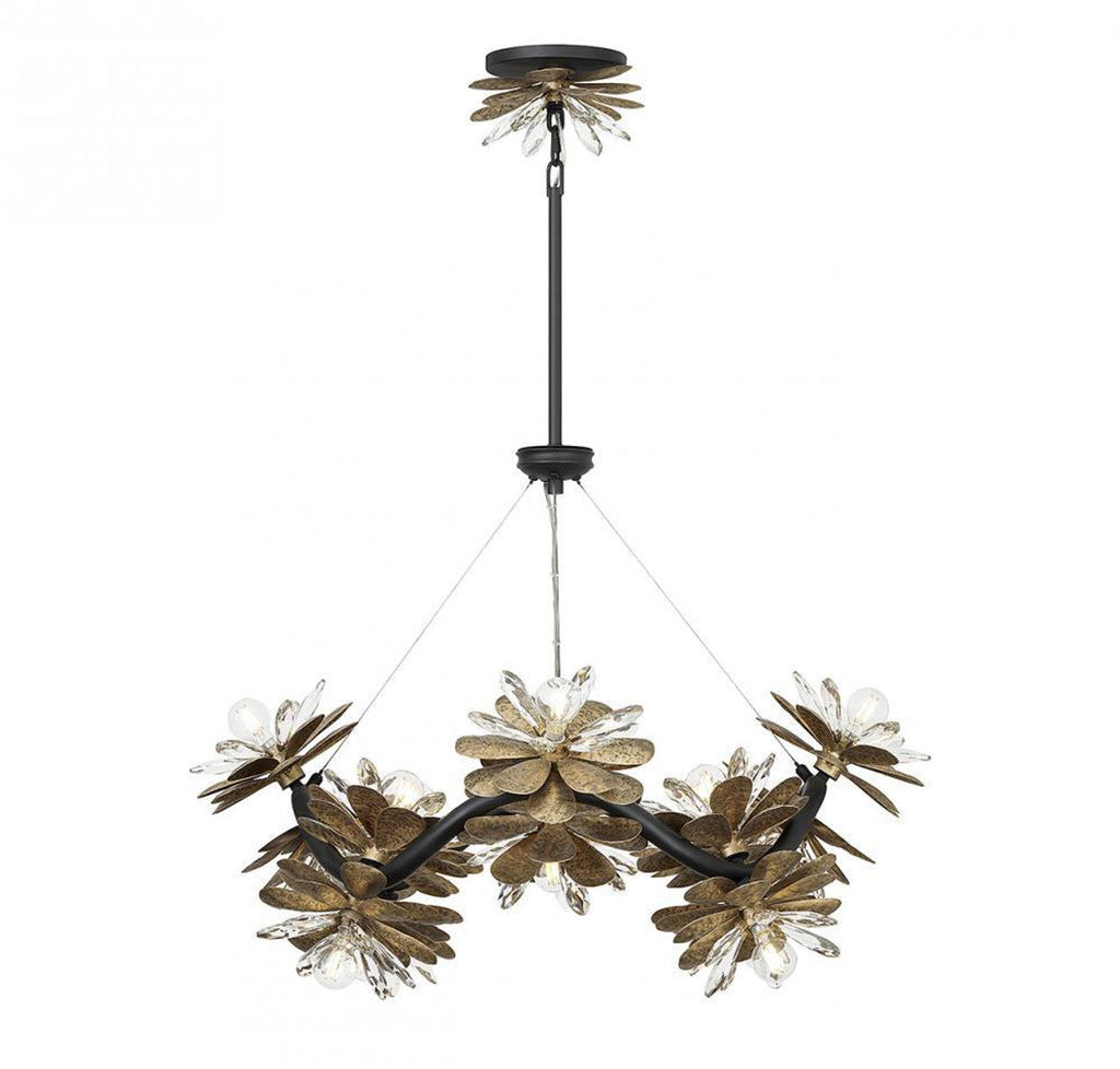 Matte Black Crystal Round chandelier - Oriel Verge for dining room view 2