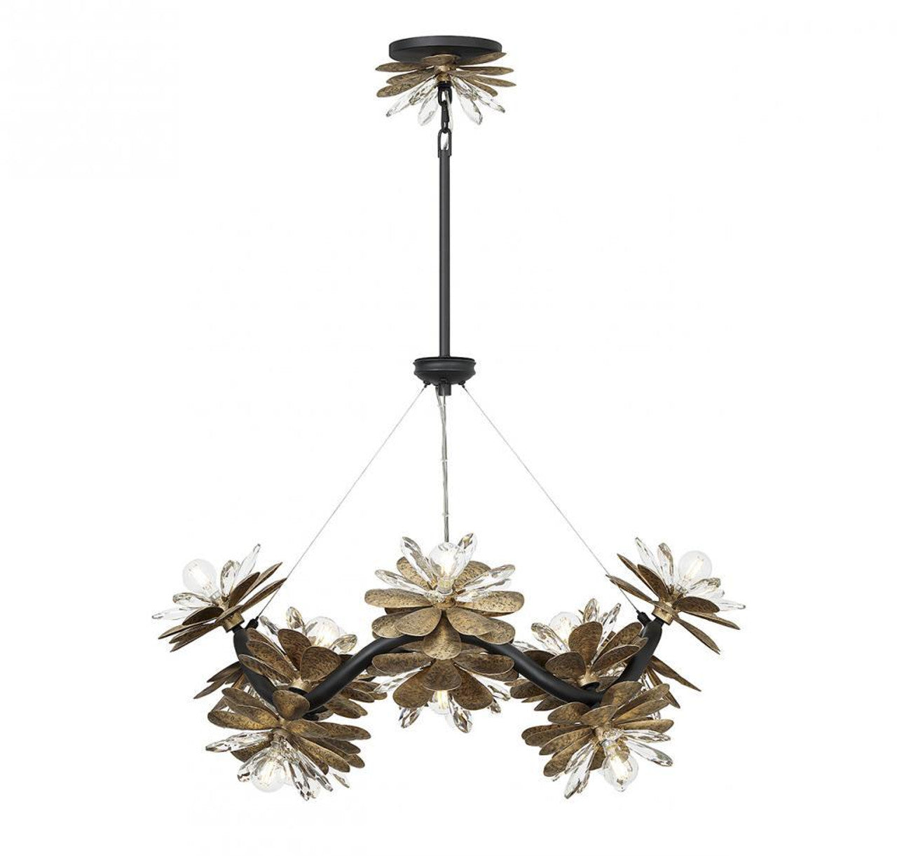 Matte Black Crystal Round chandelier - Oriel Verge for dining room view 2