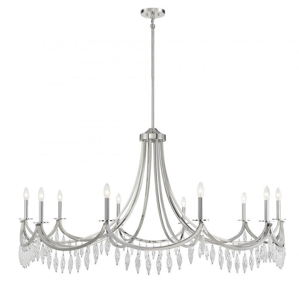 Polished Nickel Crystal chandelier - Bexley Meadow for dining room view 1