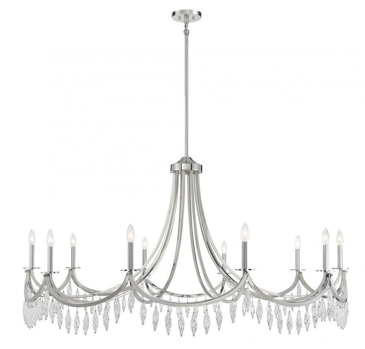 Polished Nickel Crystal chandelier - Bexley Meadow for dining room view 1