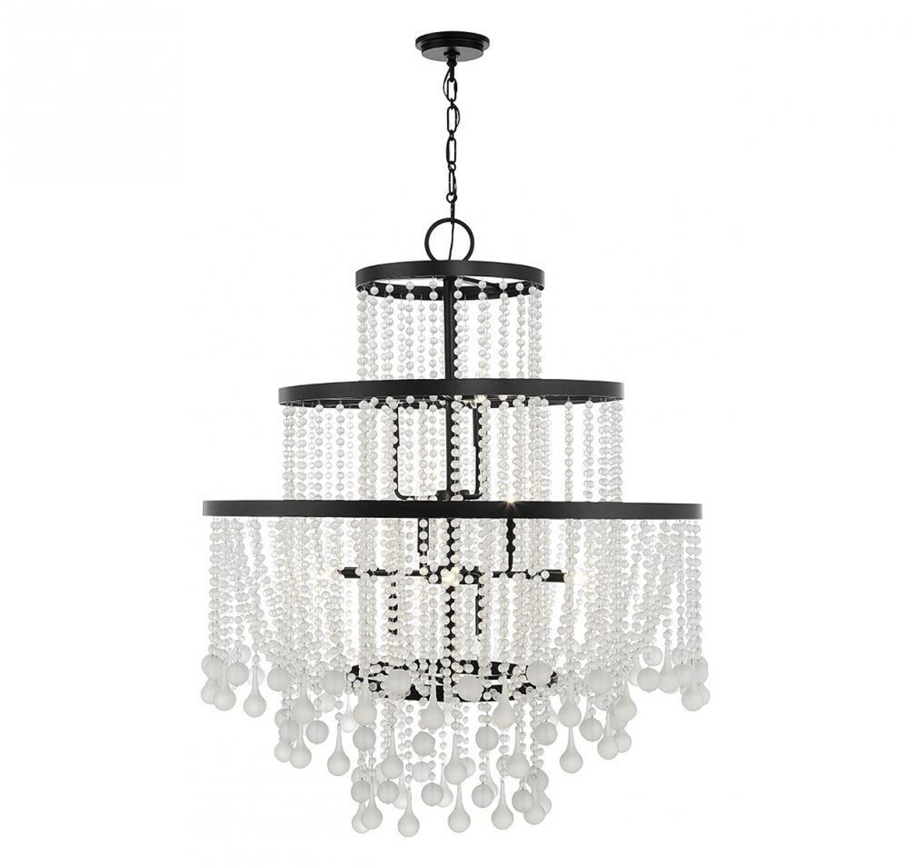 Matte Black Crystal Round chandelier - Oriel Verge for dining room view 1