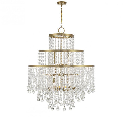 Amani Chandelier, 15-Light, Black Cashmere, Alabaster Shade, 30"W (1-1592-15-50 ALVNV)