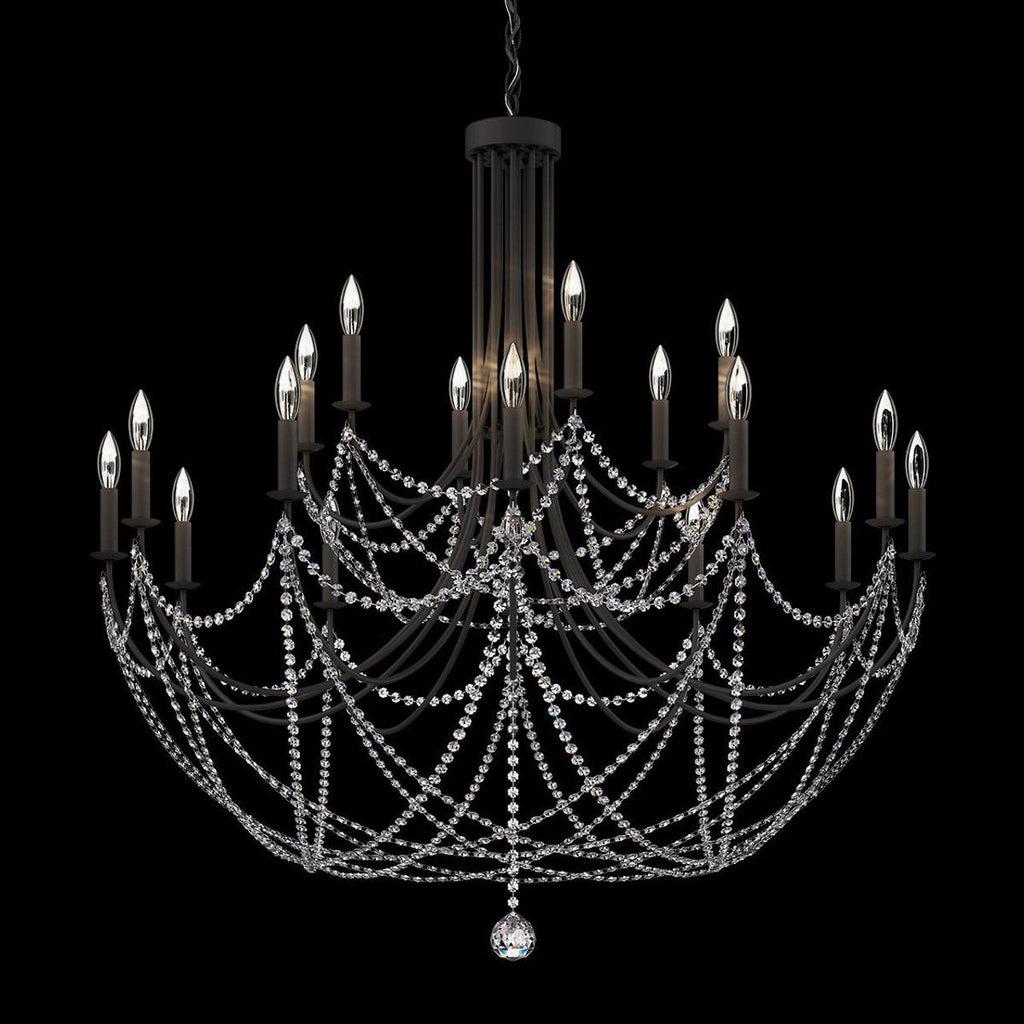 Black Crystal Candle chandelier - Yule Trace for dining room view 1