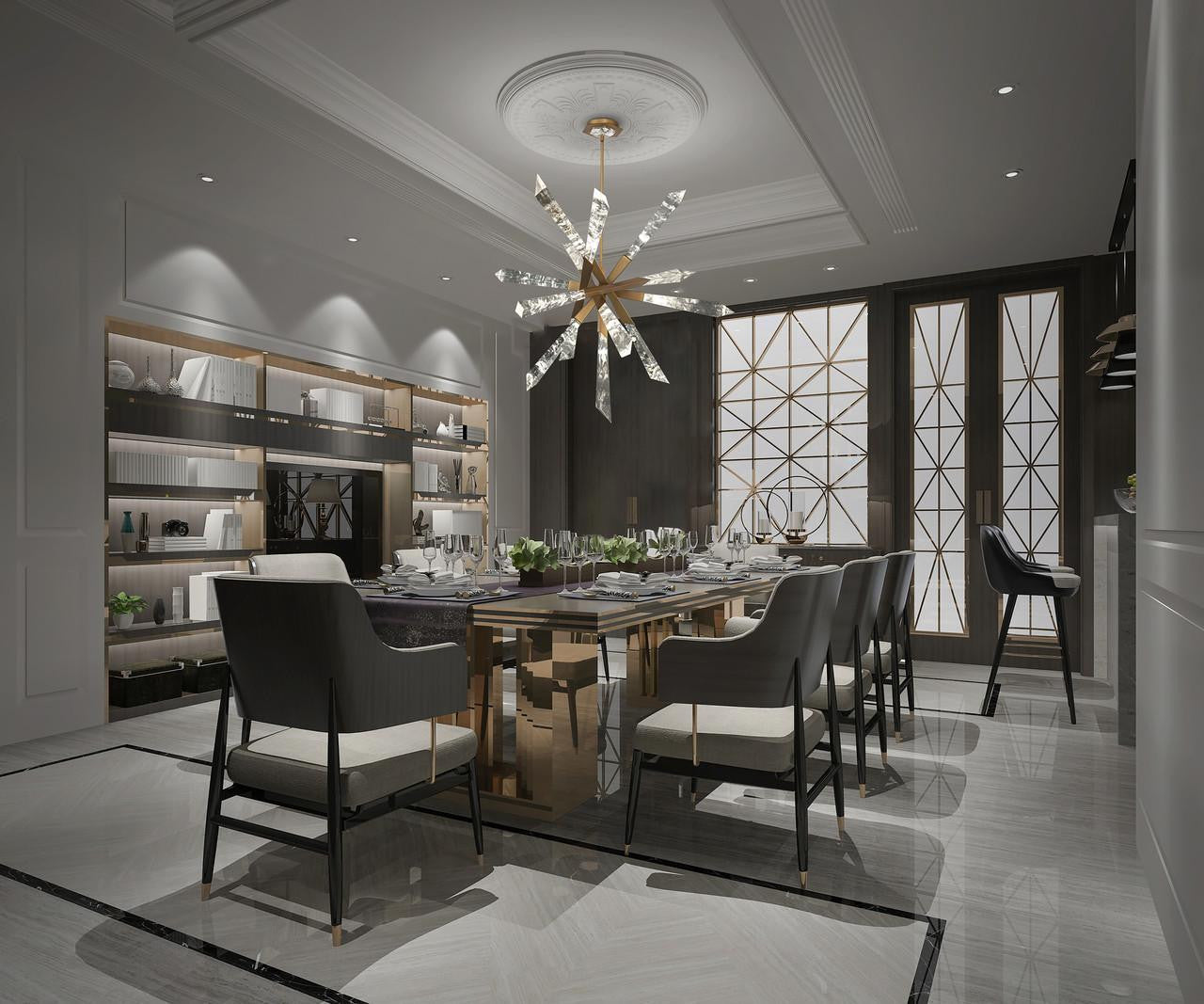 Pyramid Pendant, 6-Light, Matte Black, 29"W (7-1610-6-89 ALPQ2)