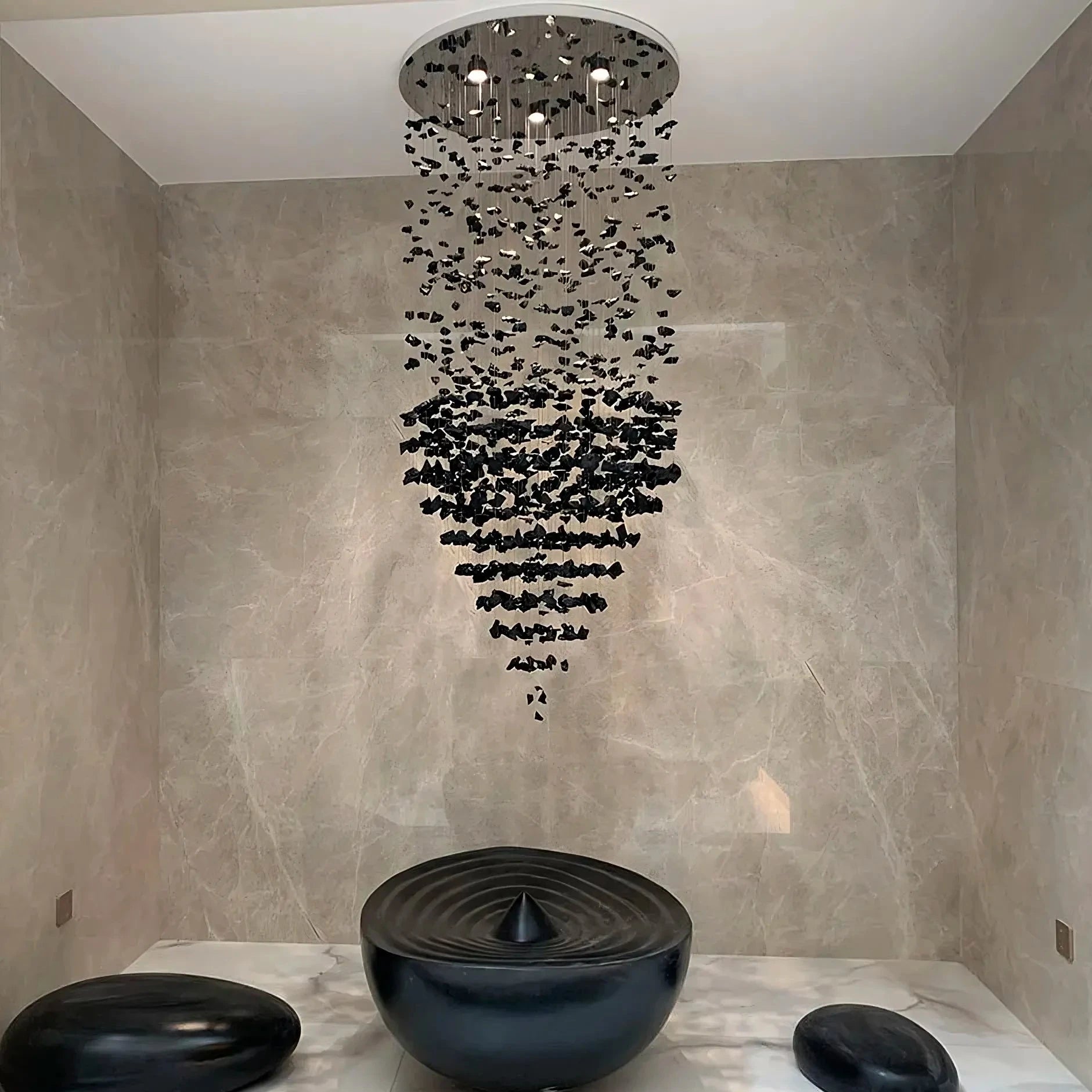 Black Crystal Linear chandelier - Caro Lane for dining room view 3