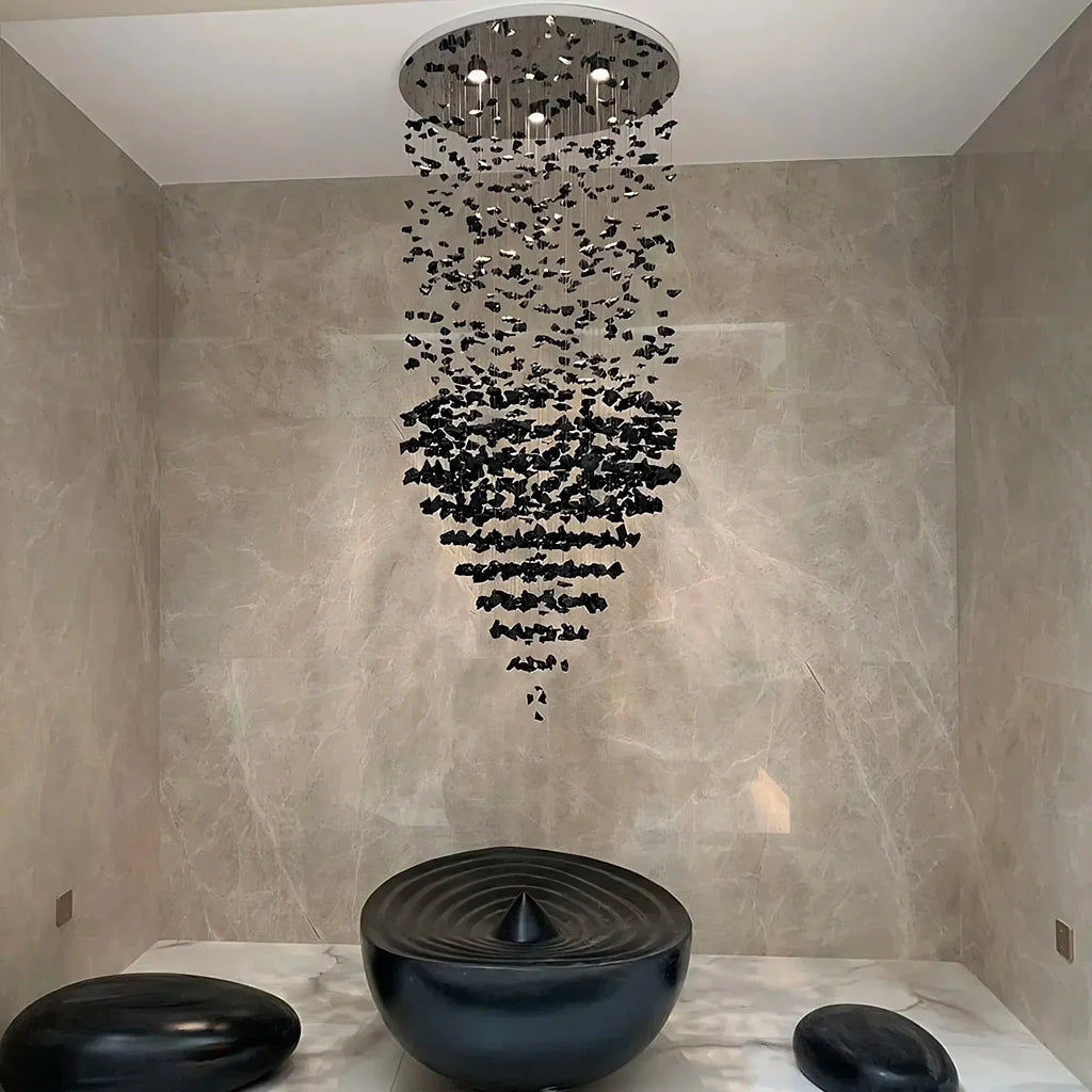 Black Crystal Linear chandelier - Liora House for dining room view 7