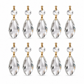 Ten Tianguang almond-shaped crystal drops with one octagonal bead and brass-tone connectors per assembly