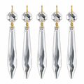 Five Tianguang clear glass chandelier prism assemblies with upper jewels and brass-tone hangers