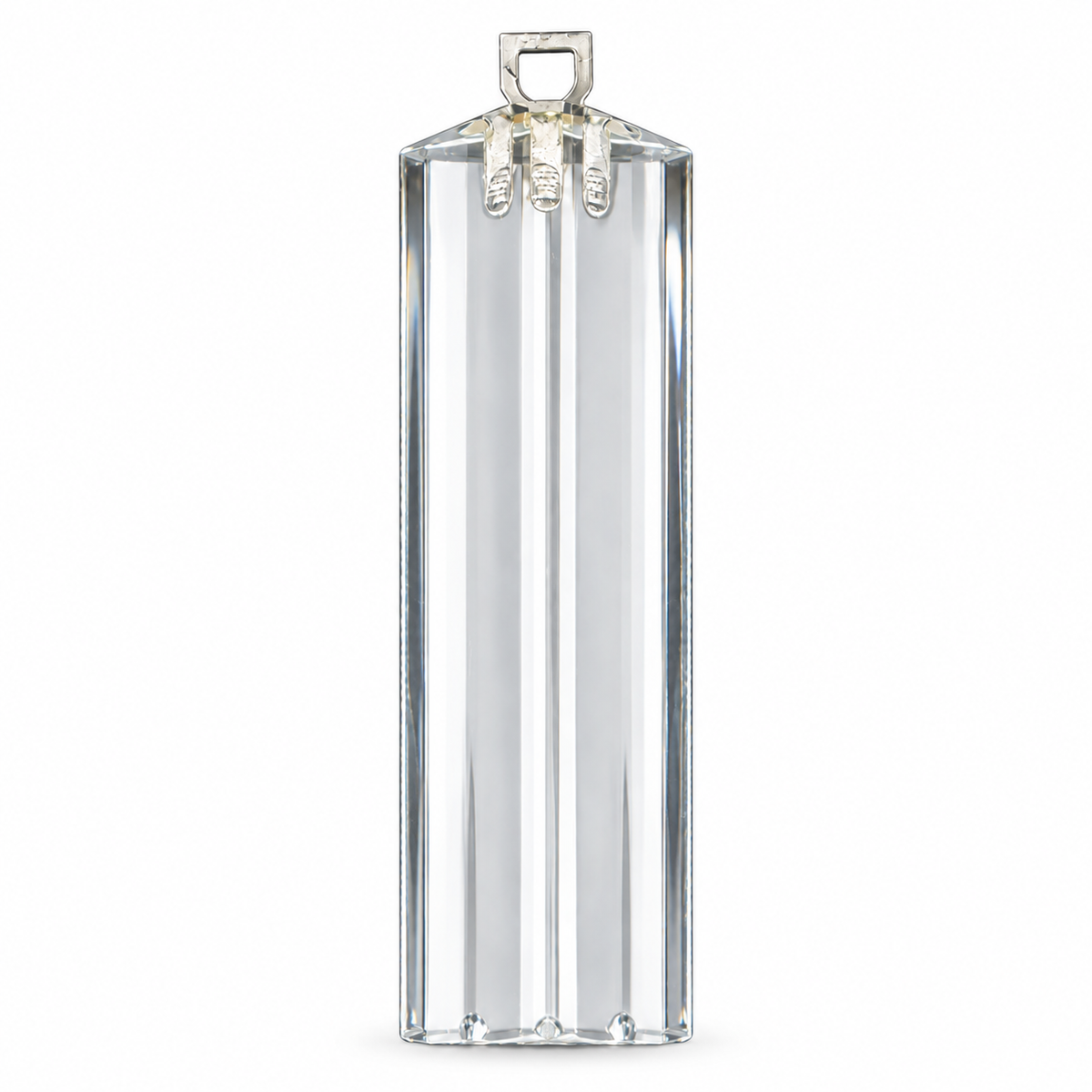 Tianguang 100 mm clear triangular chandelier prism with a silver-tone top hanger