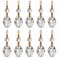 Ten Tianguang rounded faceted crystal drops, each with one octagonal upper bead and brass-tone hanging hardware